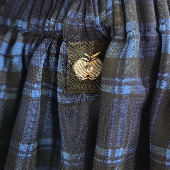 Apple Bottoms Navy Plaid Off-Shoulder Blouse Size L - Picture 6 of 7